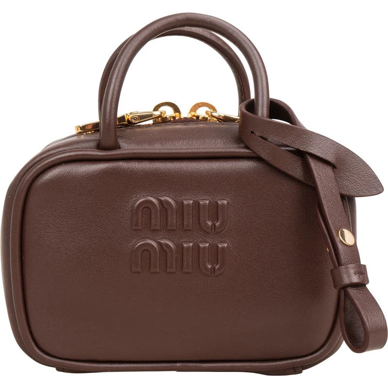 Miu Miu Brown Leather Top Handle Micro Handbag