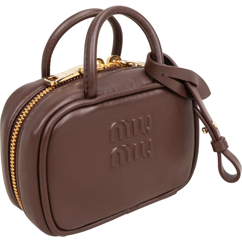 Miu Miu Brown Leather Top Handle Micro Handbag