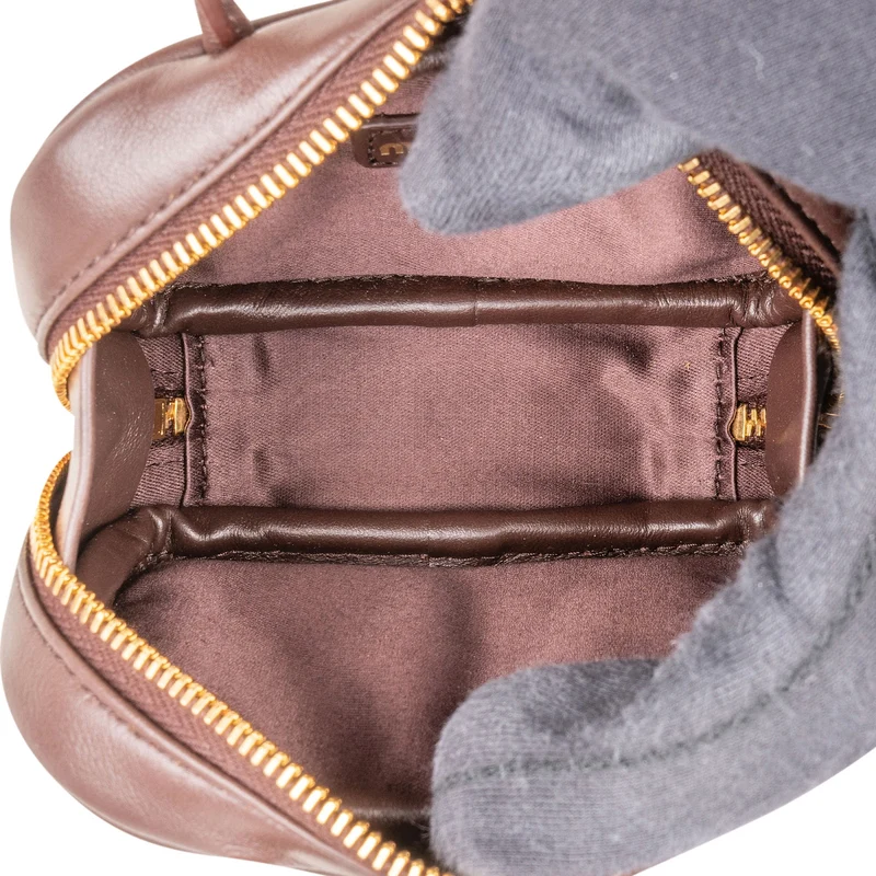 Miu Miu Brown Leather Top Handle Micro Handbag