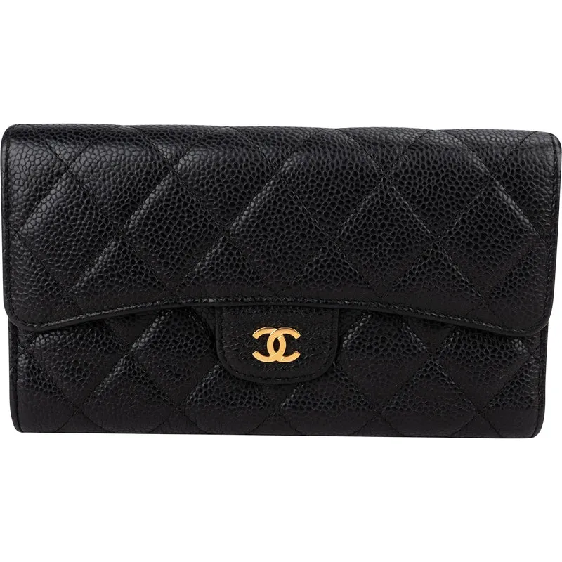 Chanel Quilted Caviar Leather Classic Flap CC Wallet