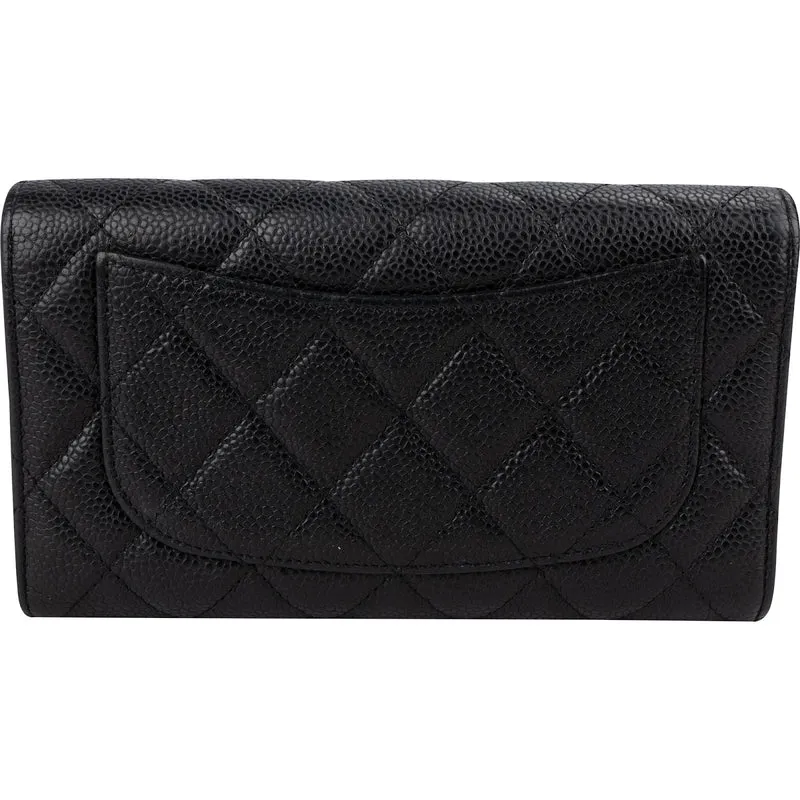 Chanel Quilted Caviar Leather Classic Flap CC Wallet
