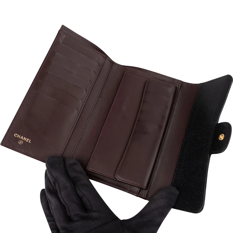 Chanel Quilted Caviar Leather Classic Flap CC Wallet