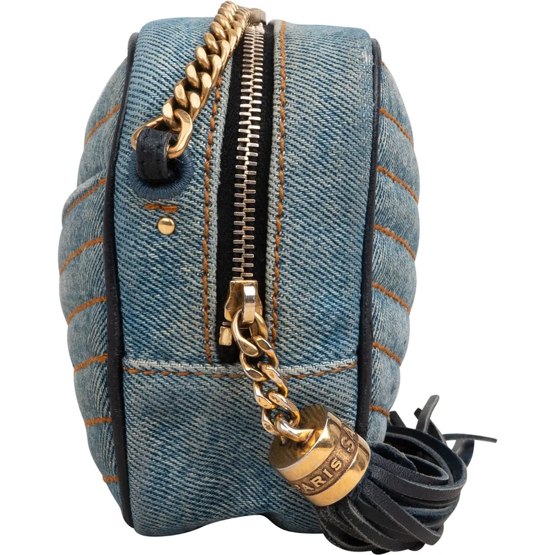 Saint Laurent Chevron Denim Lou Camera Crossbody Bag