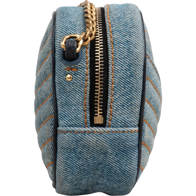 Saint Laurent Chevron Denim Lou Camera Crossbody Bag