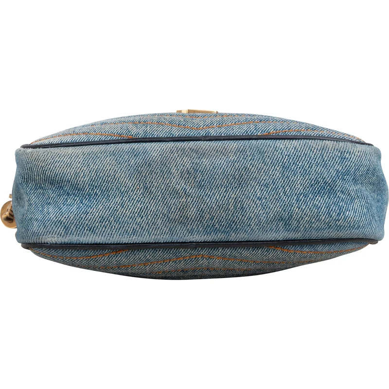 Saint Laurent Chevron Denim Lou Camera Crossbody Bag