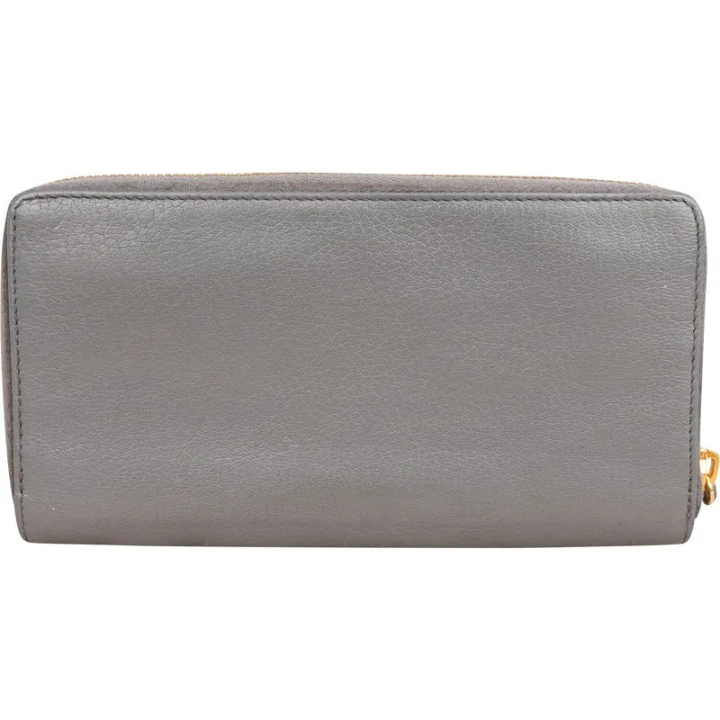 Balenciaga Grey Classic Leather Zip Wallet