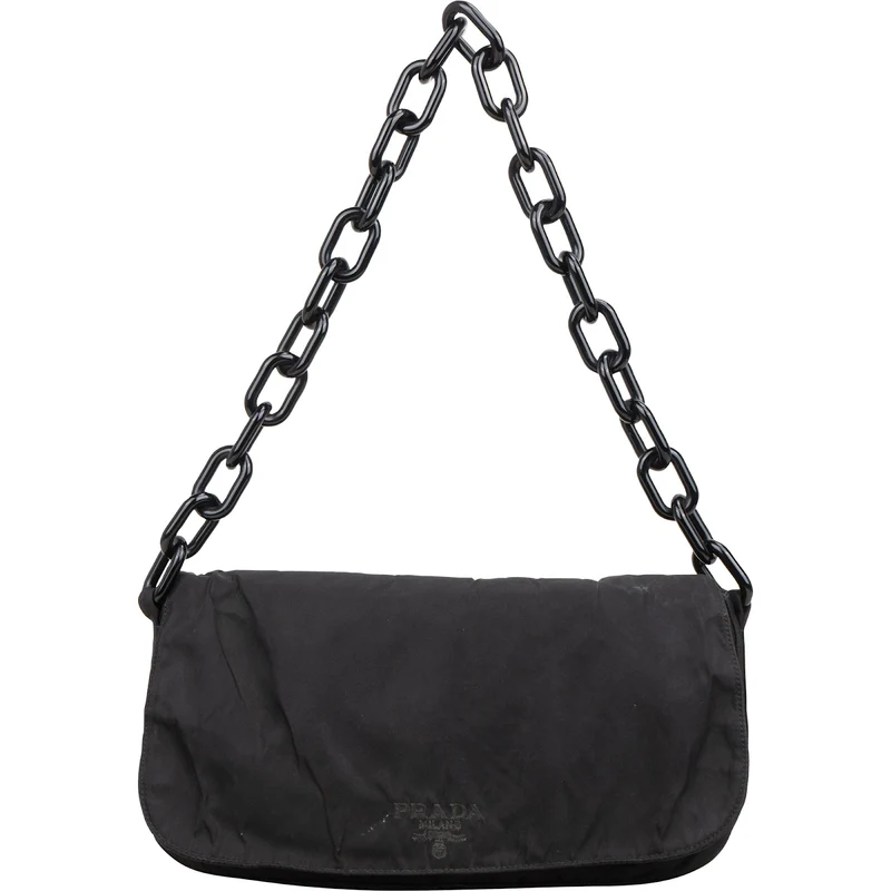 Prada Nero Tessuto Plastic Chain Shoulder Bag