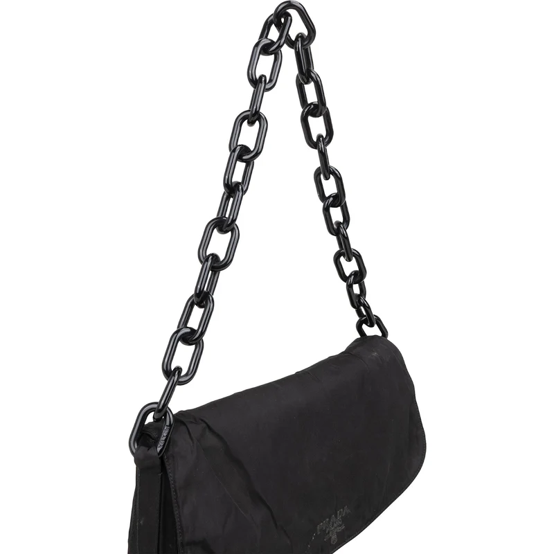 Prada Nero Tessuto Plastic Chain Shoulder Bag