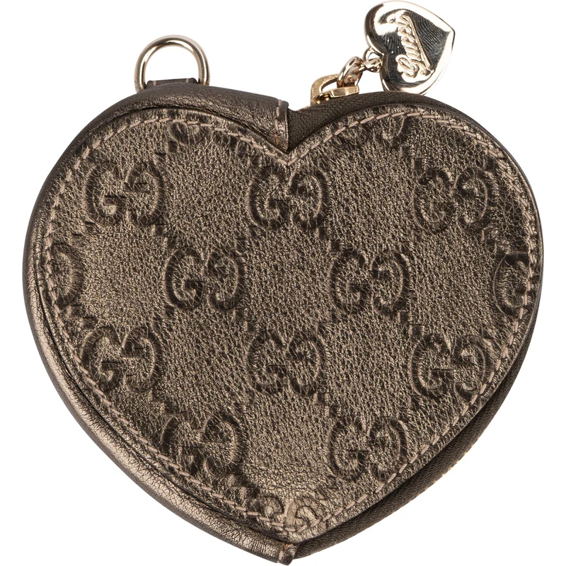 Gucci Guccissima Leather Heart Shaped Coin Purse Wallet Bag Charm Accessoires