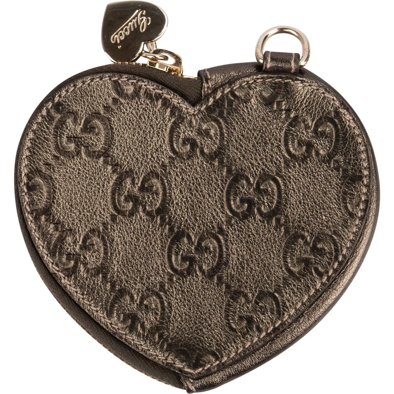 Gucci Guccissima Leather Heart Shaped Coin Purse Wallet Bag Charm Accessoires