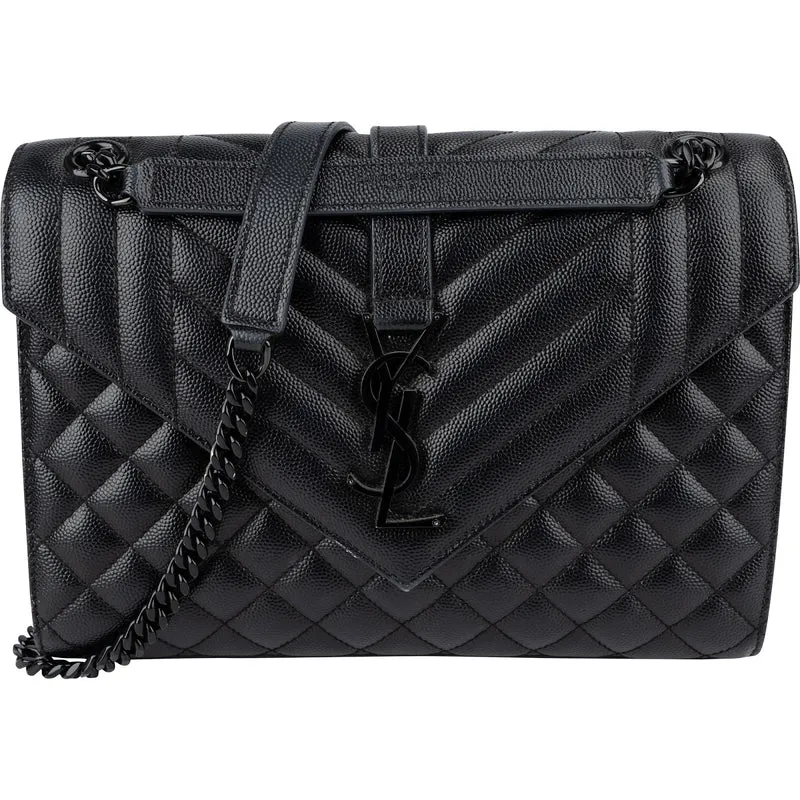 Saint Laurent Grain de Poudre Leather Medium Envelope Crossbody Bag