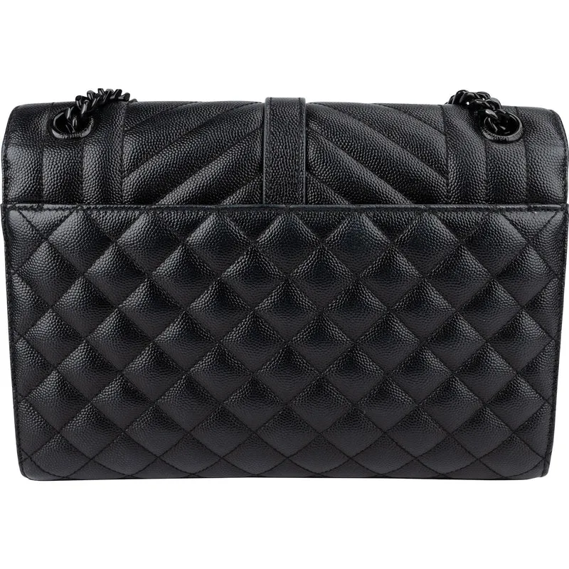Saint Laurent Grain de Poudre Leather Medium Envelope Crossbody Bag
