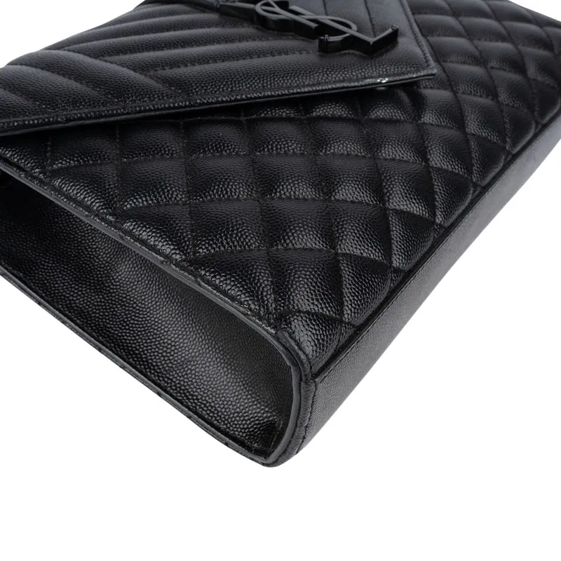 Saint Laurent Grain de Poudre Leather Medium Envelope Crossbody Bag