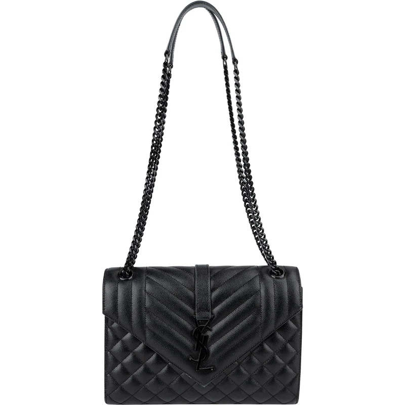 Saint Laurent Grain de Poudre Leather Medium Envelope Crossbody Bag