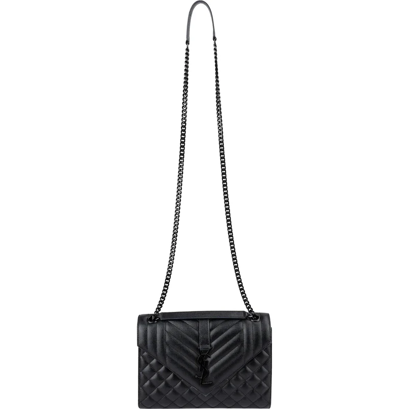 Saint Laurent Grain de Poudre Leather Medium Envelope Crossbody Bag