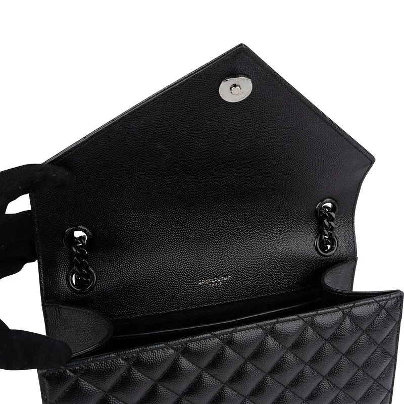 Saint Laurent Grain de Poudre Leather Medium Envelope Crossbody Bag