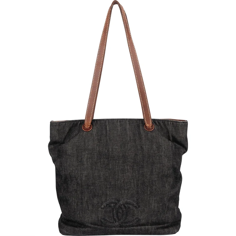 Chanel Maxi Denim CC Stitch Tote Shoulder Bag