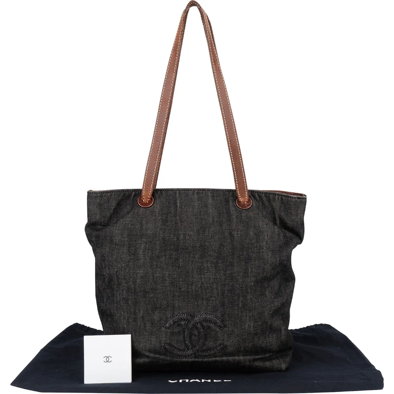 Chanel Maxi Denim CC Stitch Tote Shoulder Bag