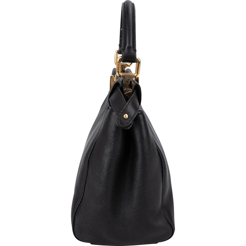 Fendi Black Leather Mini Peekaboo Handbag