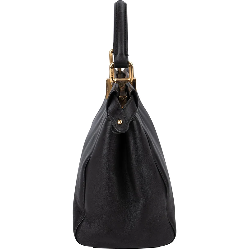 Fendi Black Leather Mini Peekaboo Handbag
