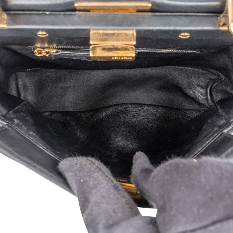 Fendi Black Leather Mini Peekaboo Handbag