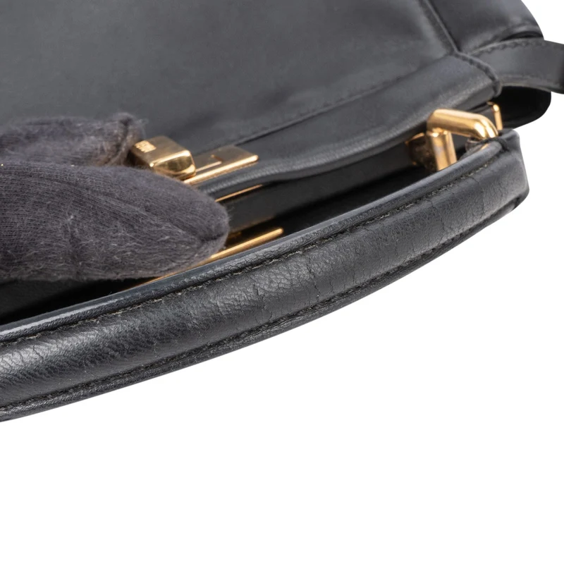 Fendi Black Leather Mini Peekaboo Handbag