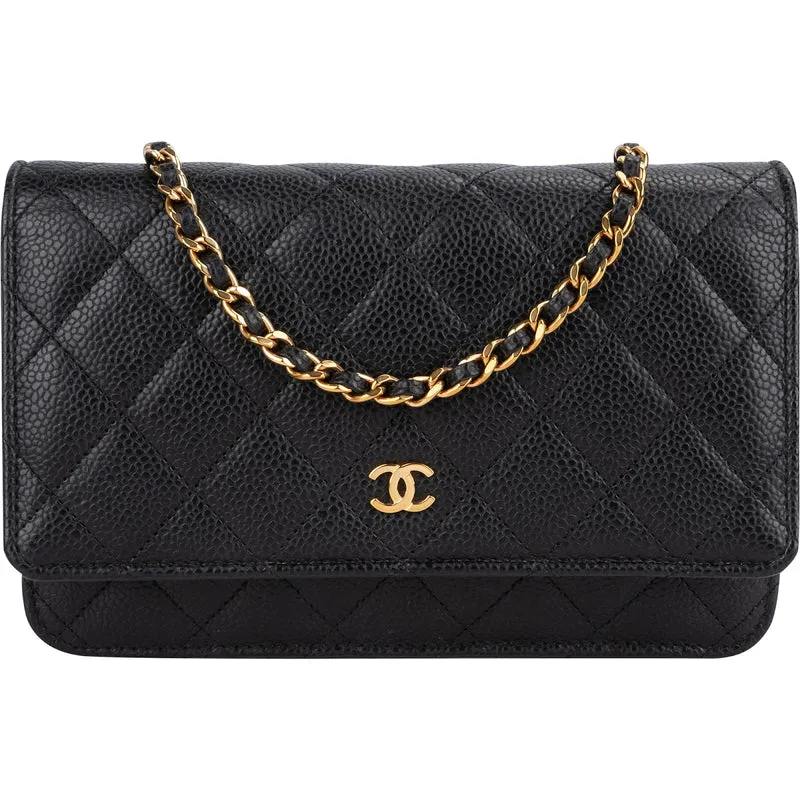 Chanel Quilted Caviar Leather Wallet On Chain Crossbody Bag