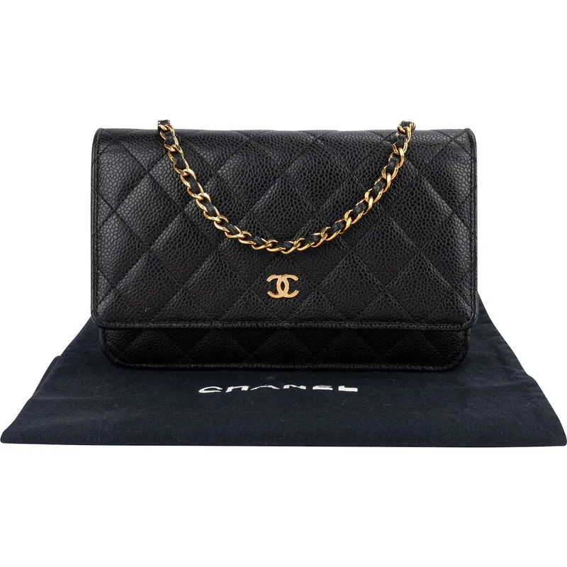 Chanel Quilted Caviar Leather Wallet On Chain Crossbody Bag