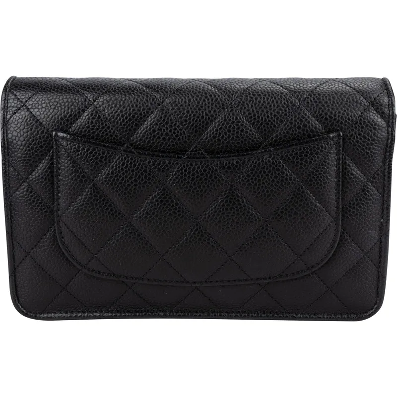 Chanel Quilted Caviar Leather Wallet On Chain Crossbody Bag