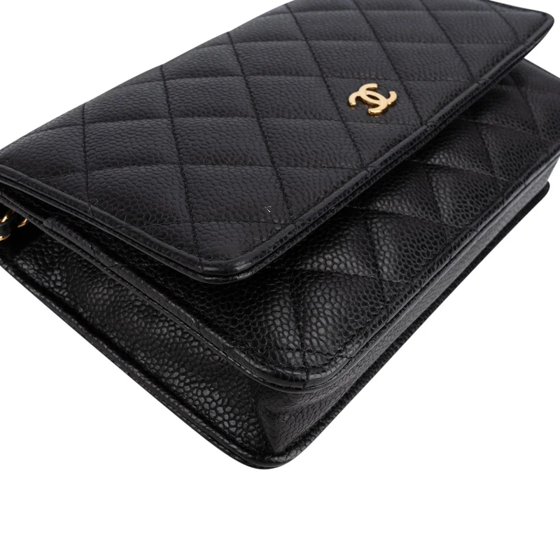 Chanel Quilted Caviar Leather Wallet On Chain Crossbody Bag