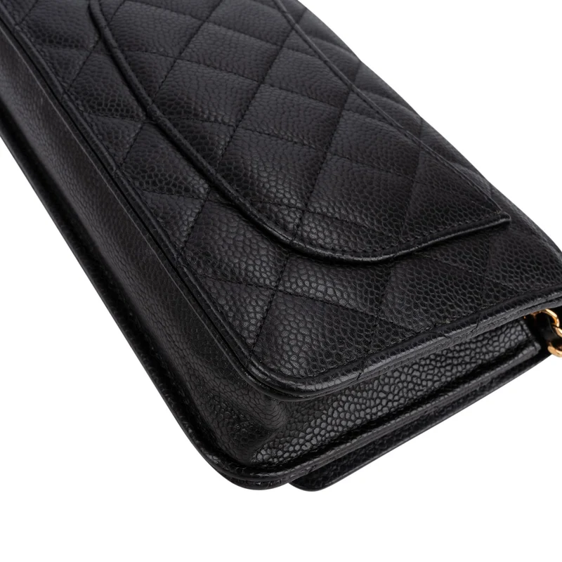 Chanel Quilted Caviar Leather Wallet On Chain Crossbody Bag
