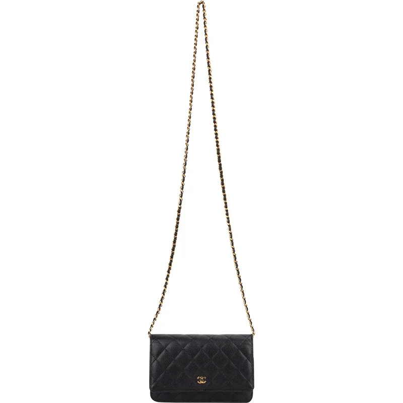 Chanel Quilted Caviar Leather Wallet On Chain Crossbody Bag