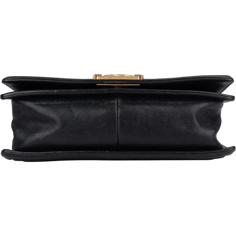 Chanel Quilted Caviar Leather Medium Boy Single Flap Crossbody Bag