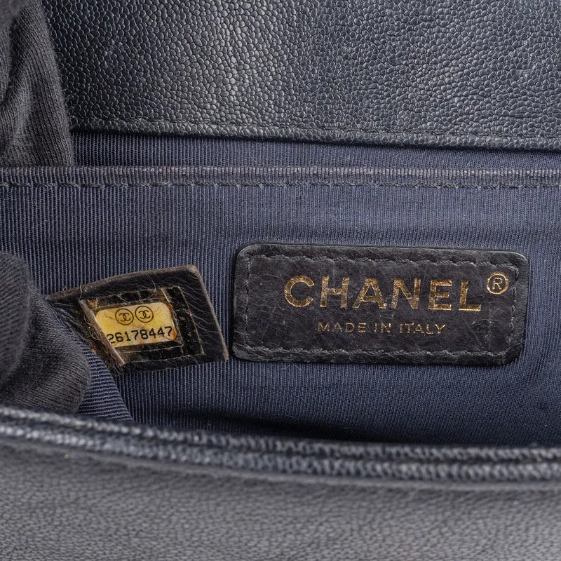 Chanel Quilted Caviar Leather Medium Boy Single Flap Crossbody Bag