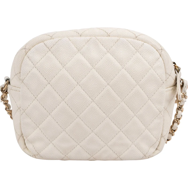 Chanel Quilted Caviar Leather Small Round Camera Crossbody Bag