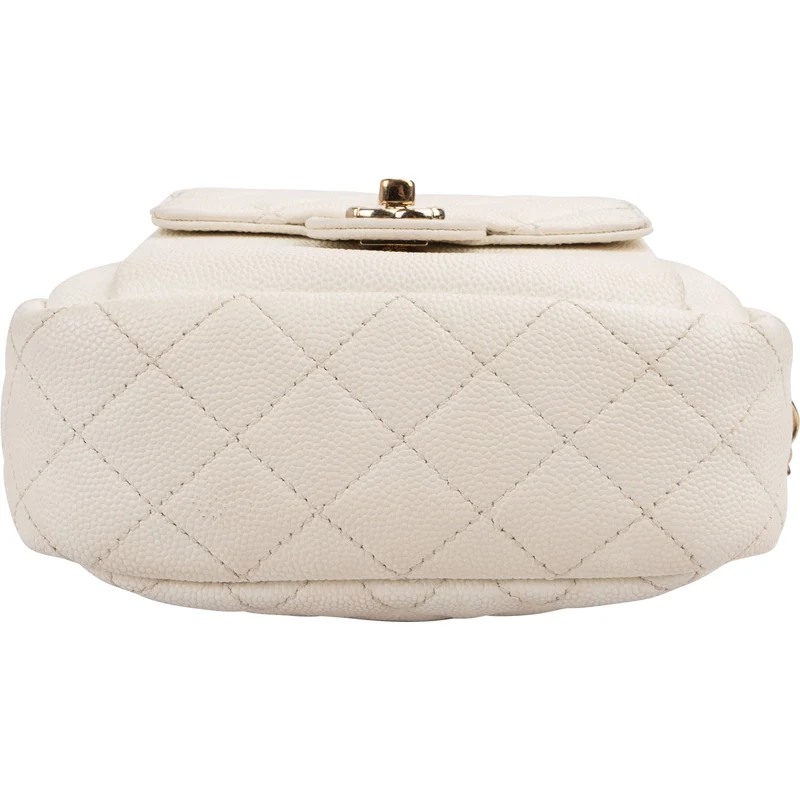 Chanel Quilted Caviar Leather Small Round Camera Crossbody Bag