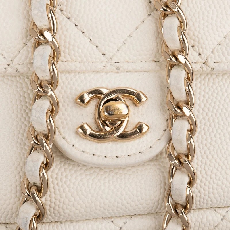 Chanel Quilted Caviar Leather Small Round Camera Crossbody Bag