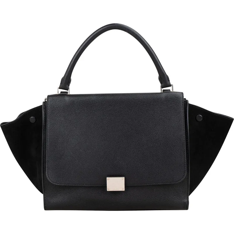 Céline Grained Calfskin Suede Trapeze Handbag