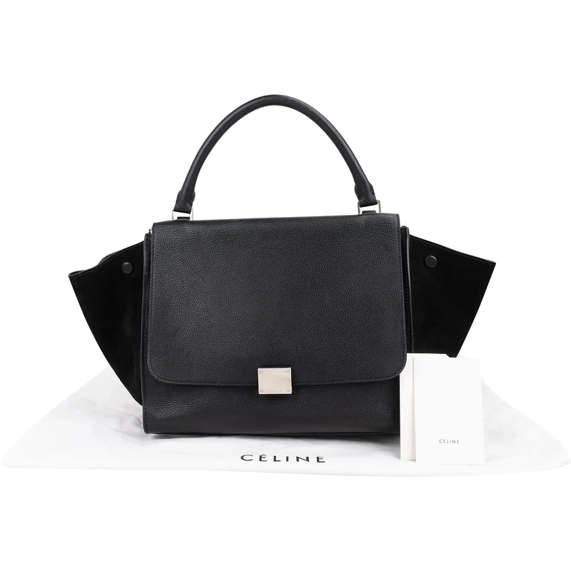 Céline Grained Calfskin Suede Trapeze Handbag