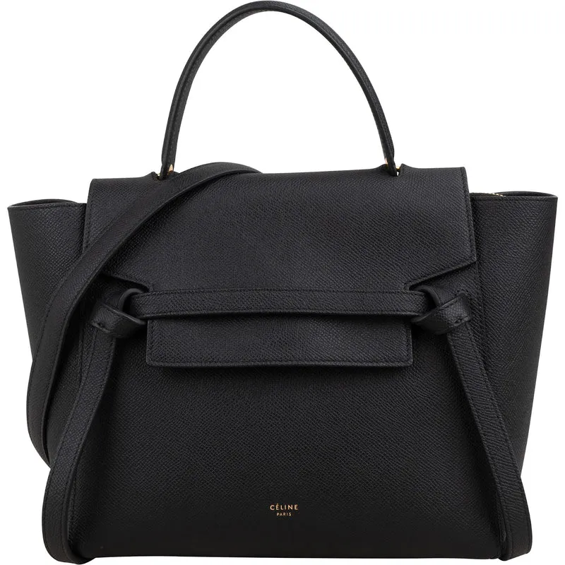 Céline Black Grained Calfskin Nano Belt Handbag