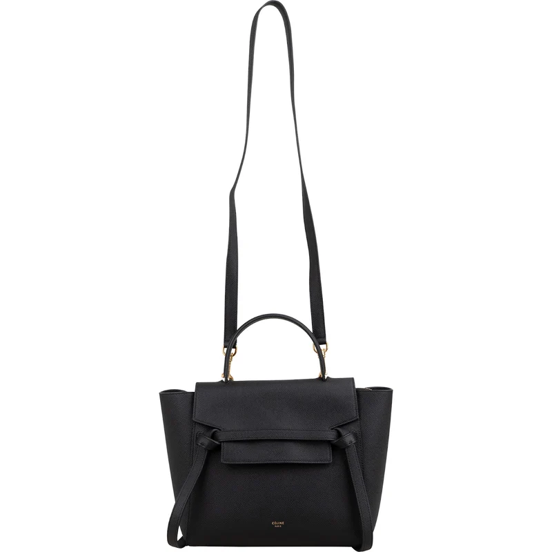 Céline Black Grained Calfskin Nano Belt Handbag