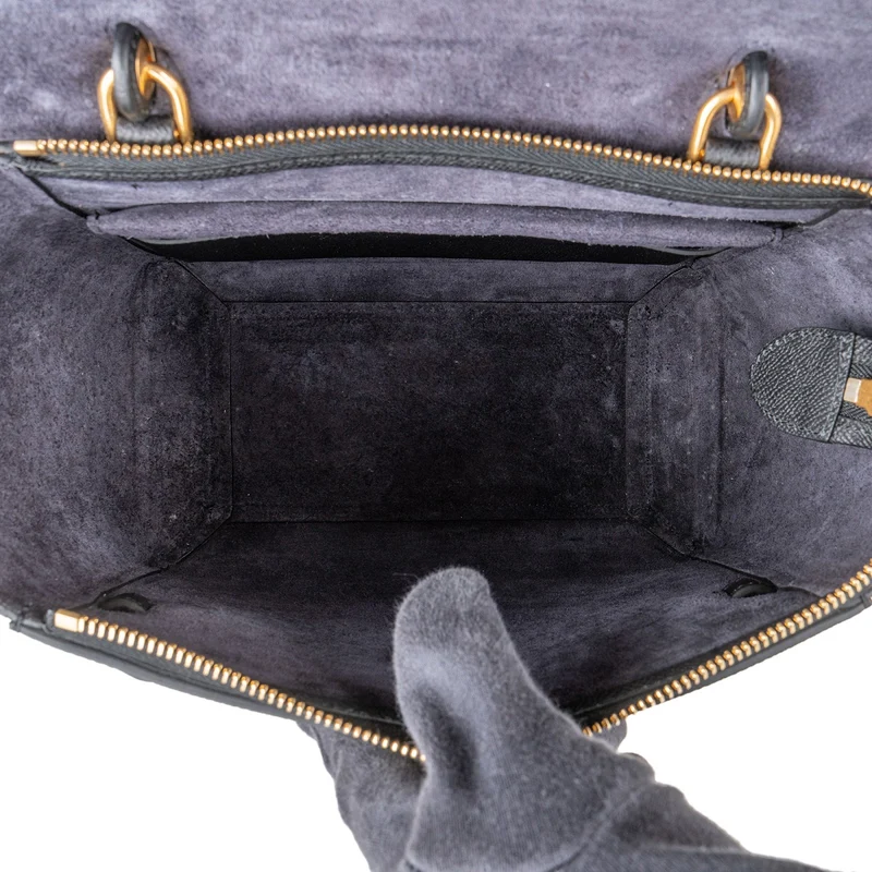 Céline Black Grained Calfskin Nano Belt Handbag