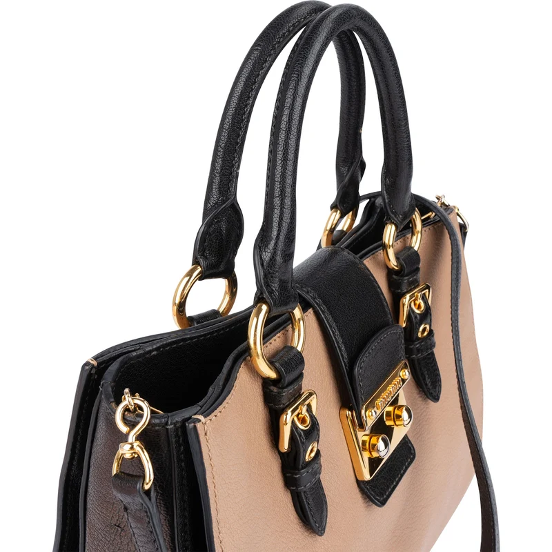 Miu Miu Bicolor Madras Leather Top Handle Handbag