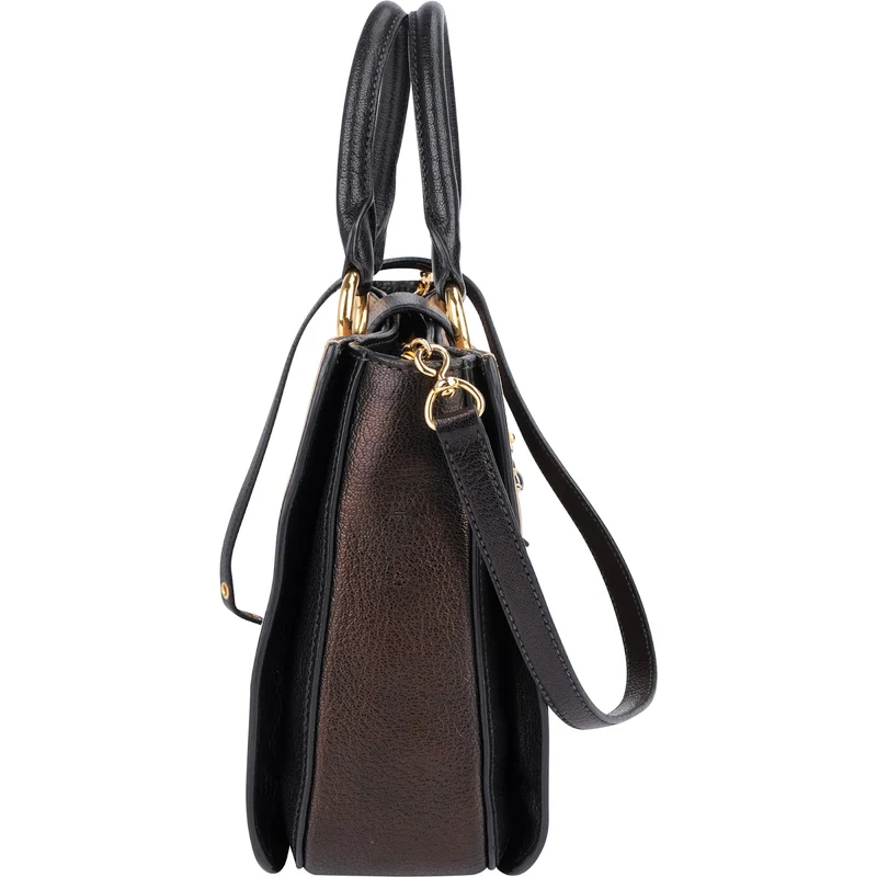Miu Miu Bicolor Madras Leather Top Handle Handbag