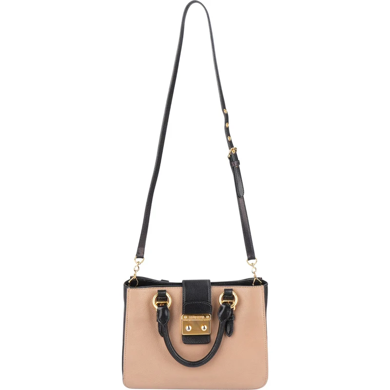 Miu Miu Bicolor Madras Leather Top Handle Handbag