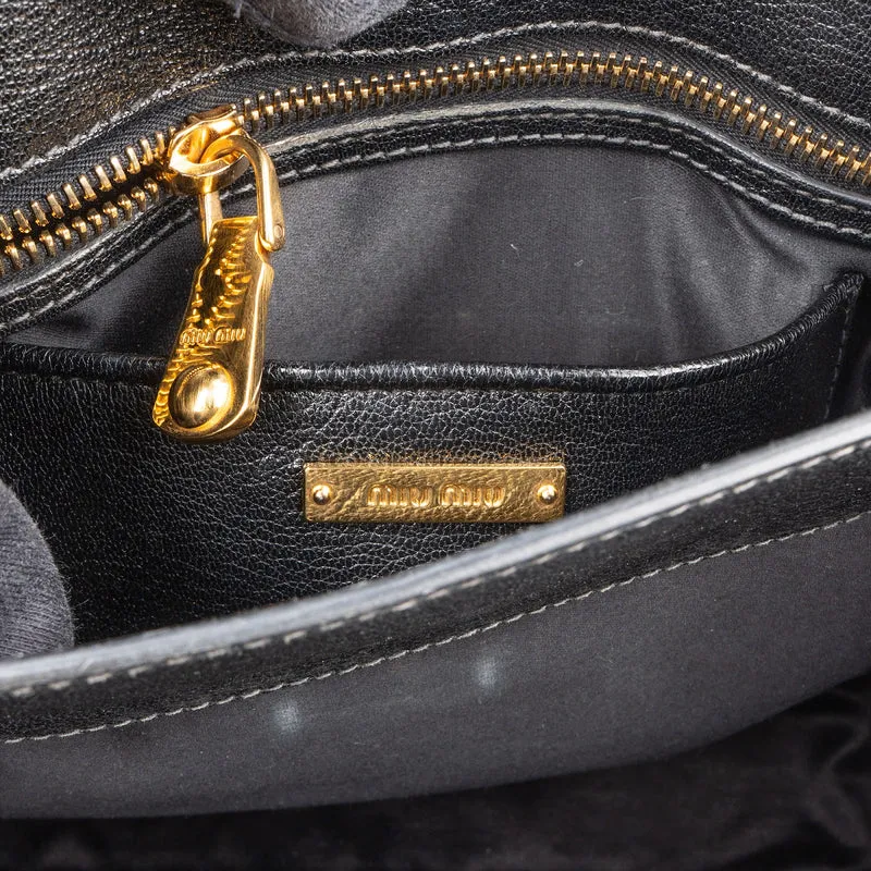 Miu Miu Bicolor Madras Leather Top Handle Handbag