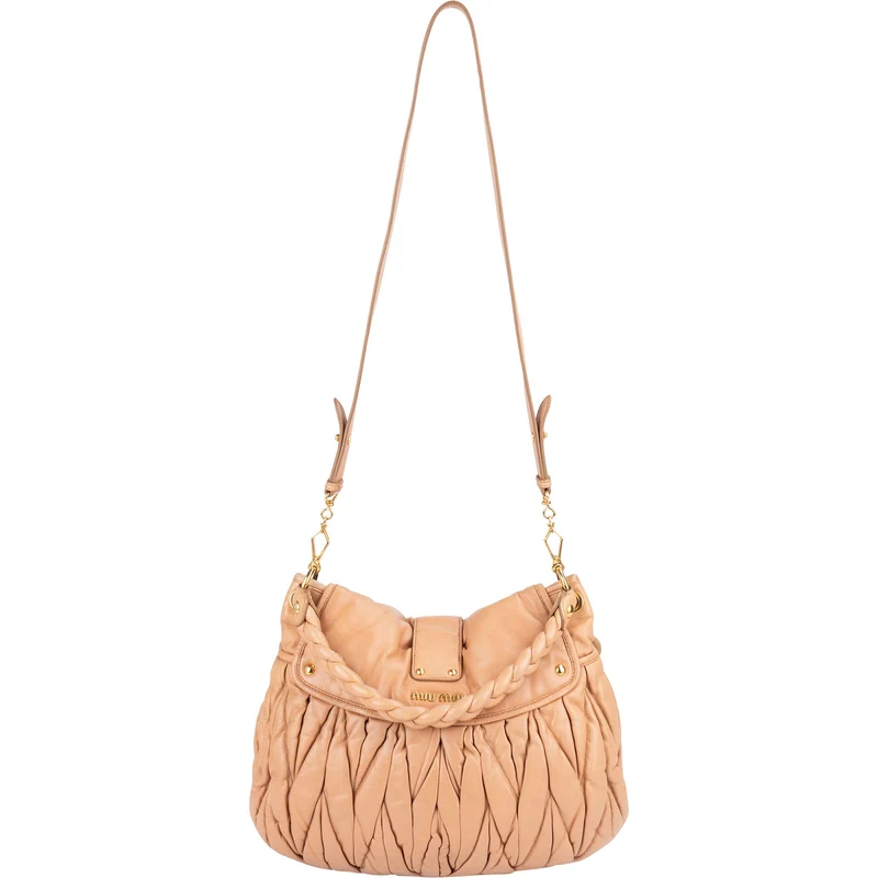 Miu Miu Matelassé Leather City Hobo Shoulder Bag