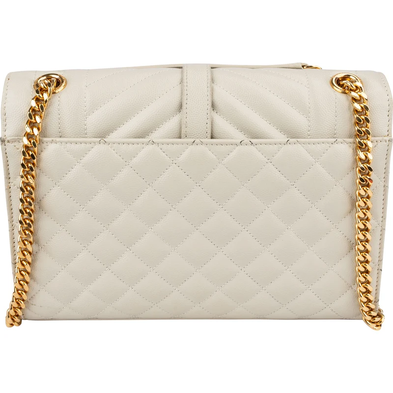 Saint Laurent Quilted Grain de Poudre Leather Small Envelope Crossbody Bag