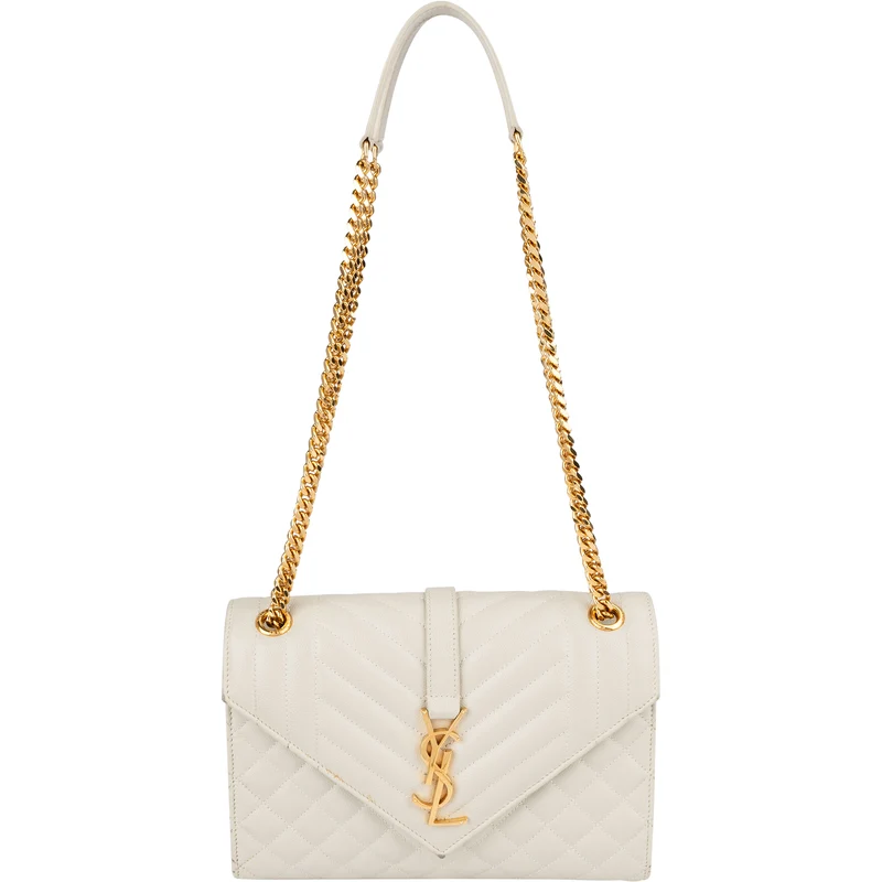 Saint Laurent Quilted Grain de Poudre Leather Small Envelope Crossbody Bag