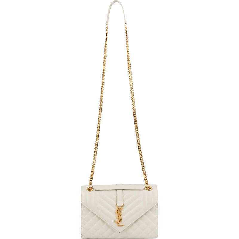 Saint Laurent Quilted Grain de Poudre Leather Small Envelope Crossbody Bag